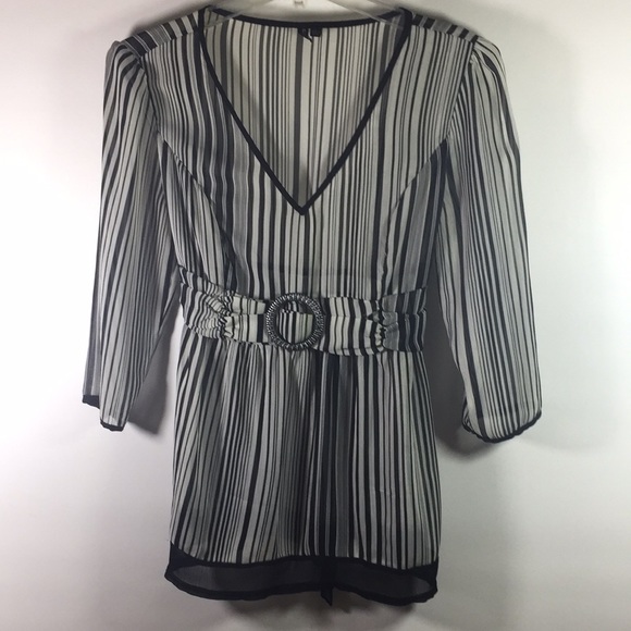 Essentials by Milano Semi Sheer 3/4 Sleeve Top S-L - Picture 1 of 9